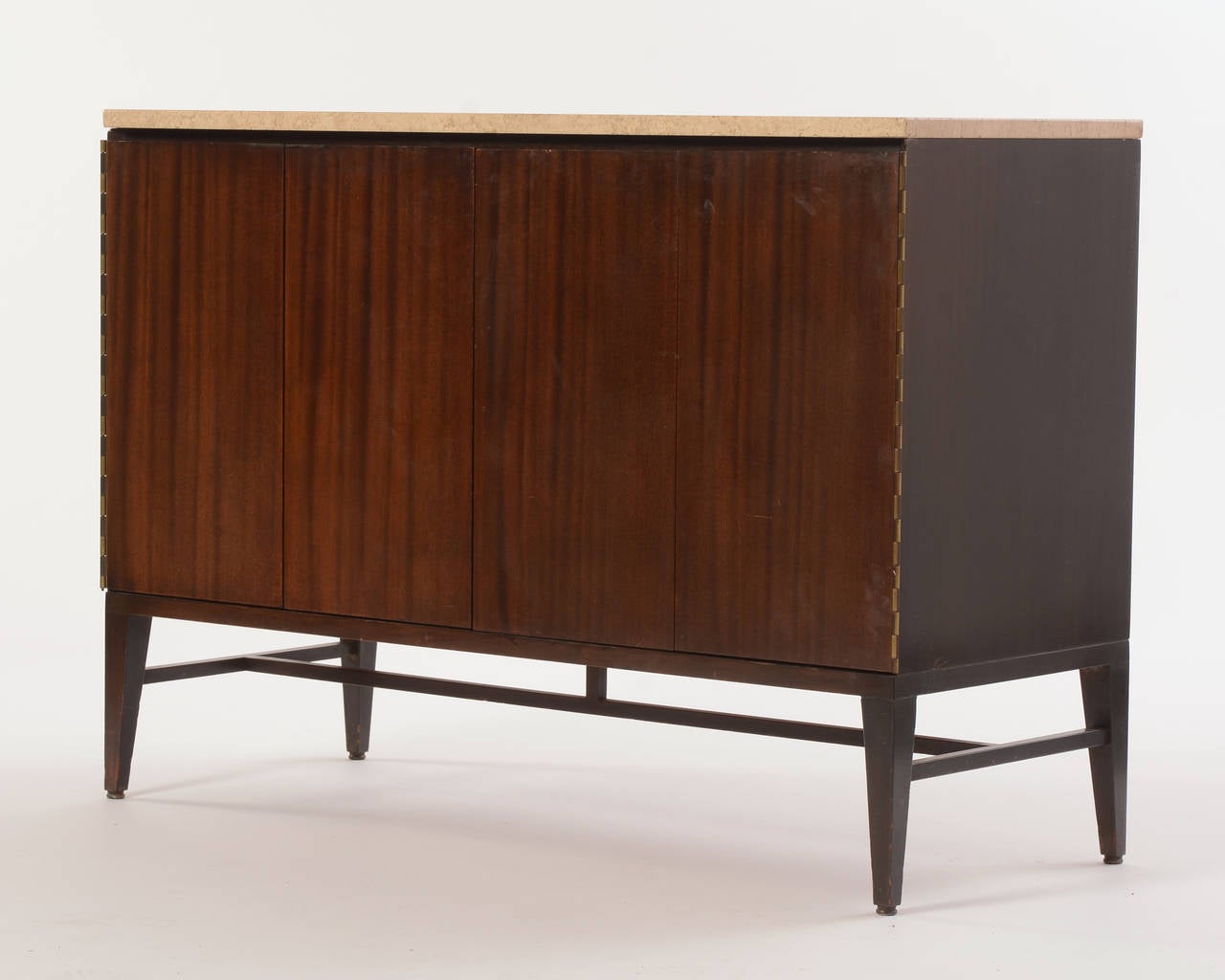 Paul McCobb Mahogany and Travertine Credenza Sideboard