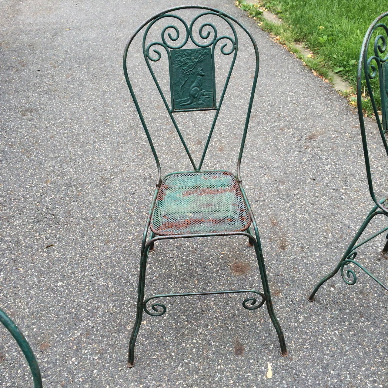 Set of 6 Rare Vintage Green Iron Dining Chairs 3