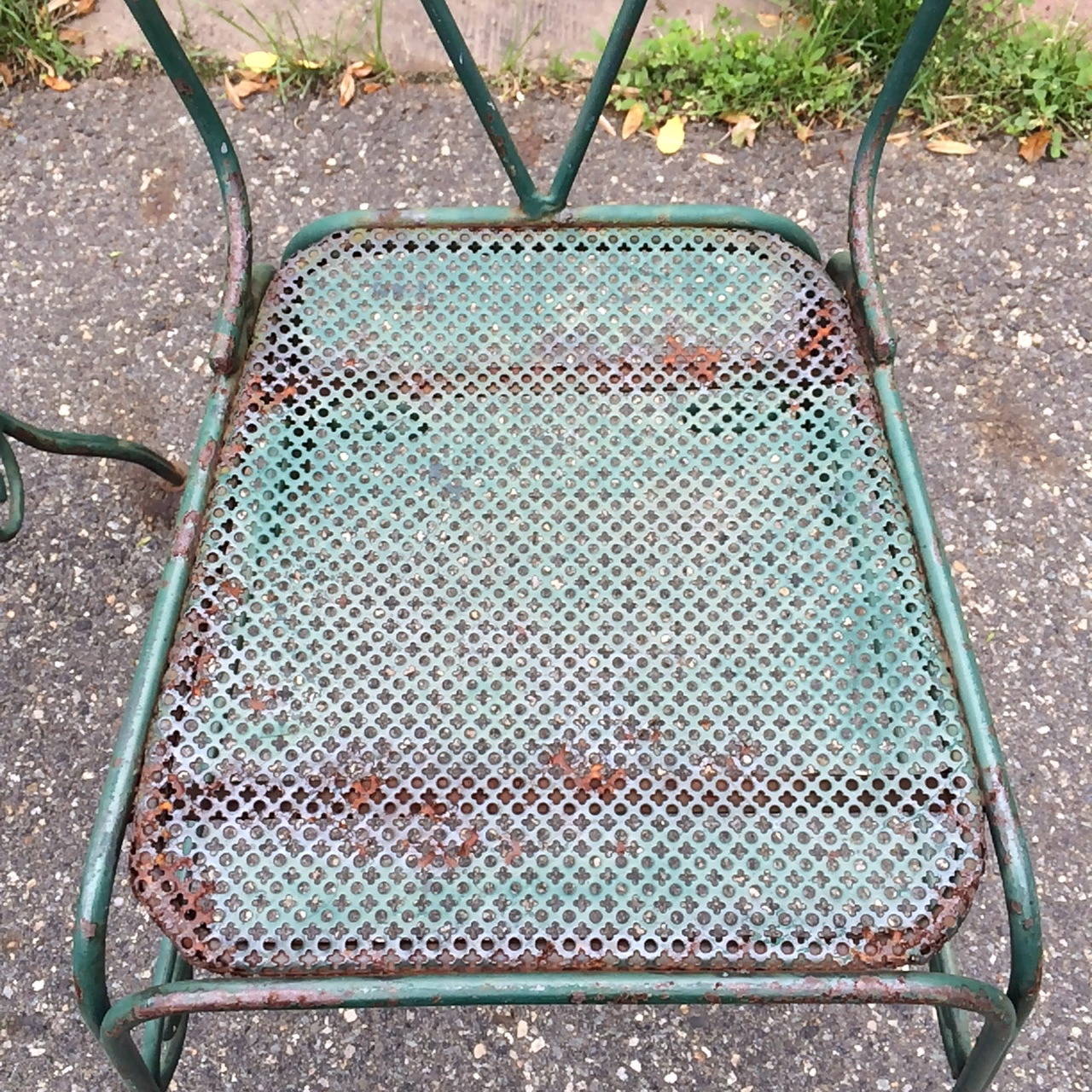Set of 6 Rare Vintage Green Iron Dining Chairs 1