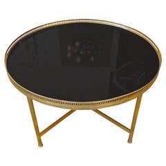 Maison Jansen Style Bronze and Black Glass Coffee Table Cocktail Table 2