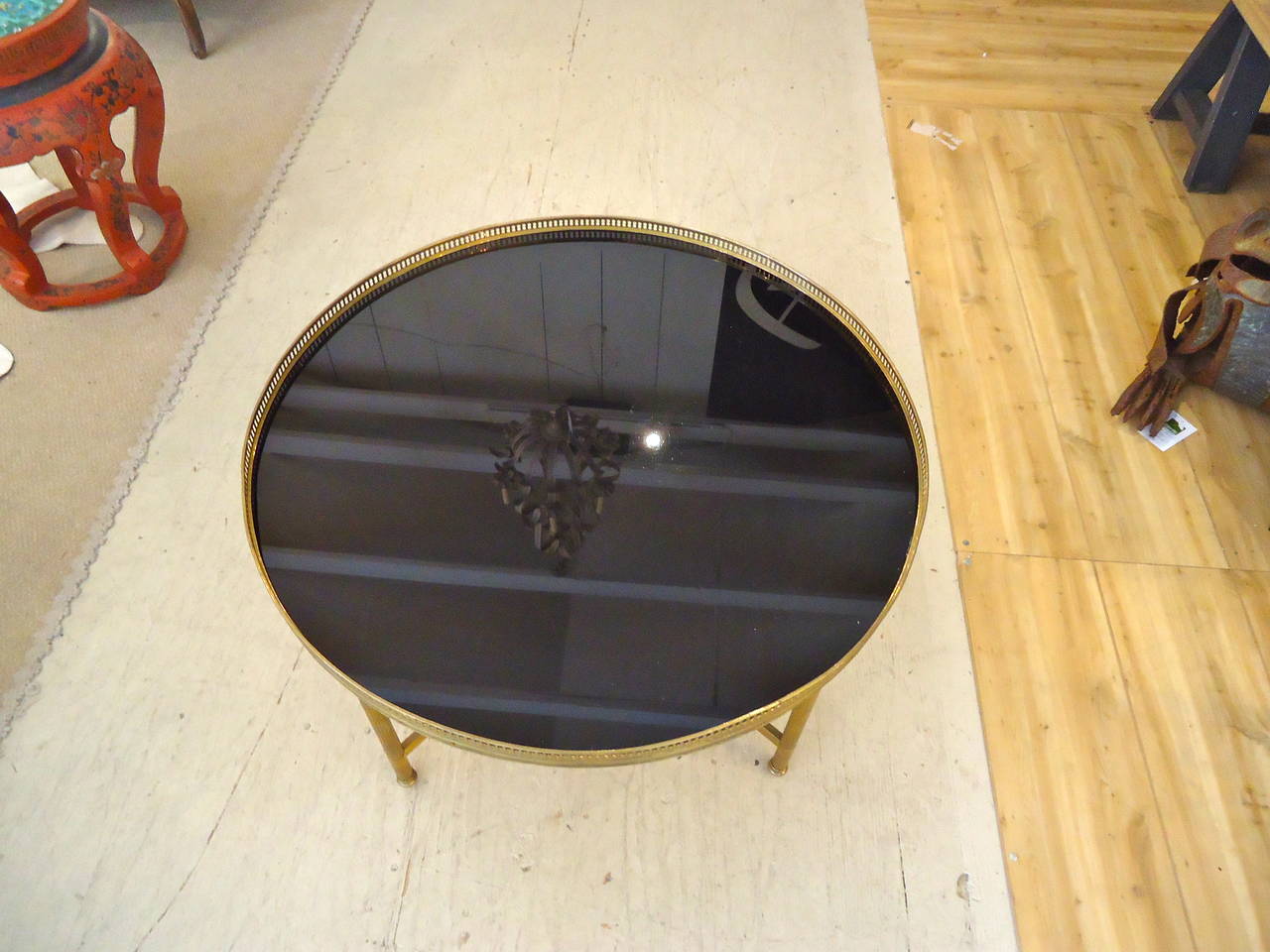 Maison Jansen Style Bronze and Black Glass Coffee Table Cocktail Table 1