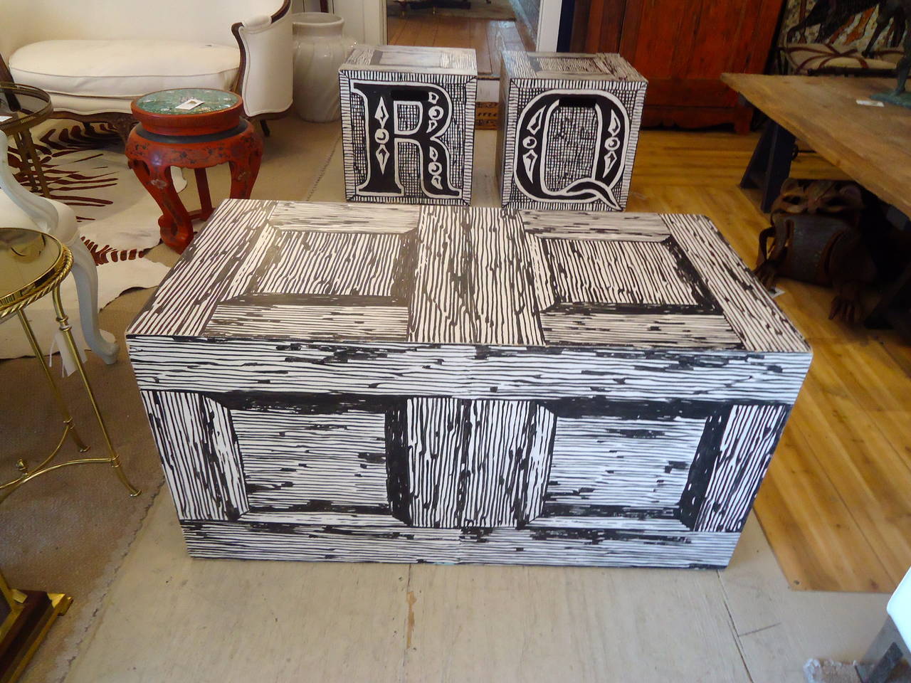 Rare Cube End or Coffee Tables by Famed Artist Edward Gorey In Excellent Condition In Hopewell, NJ