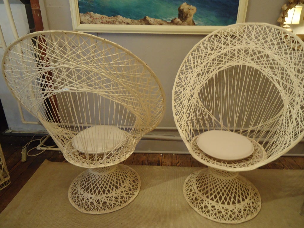 Pair of Spun Fiberglass Outdoor Peacock Chairs 1