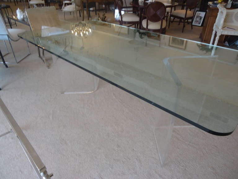 Lucite and Thick Glass Dining Table at 1stdibs