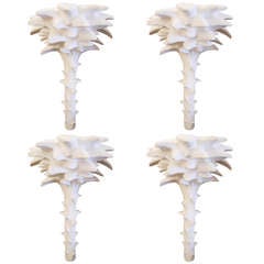 Four White Sconces In The Style Of Serge Roche