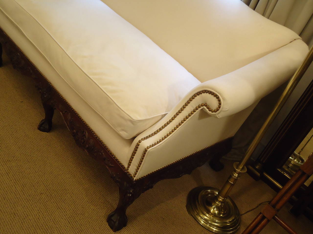 Elegant Carved Mahogany Chippendale Style Sofa