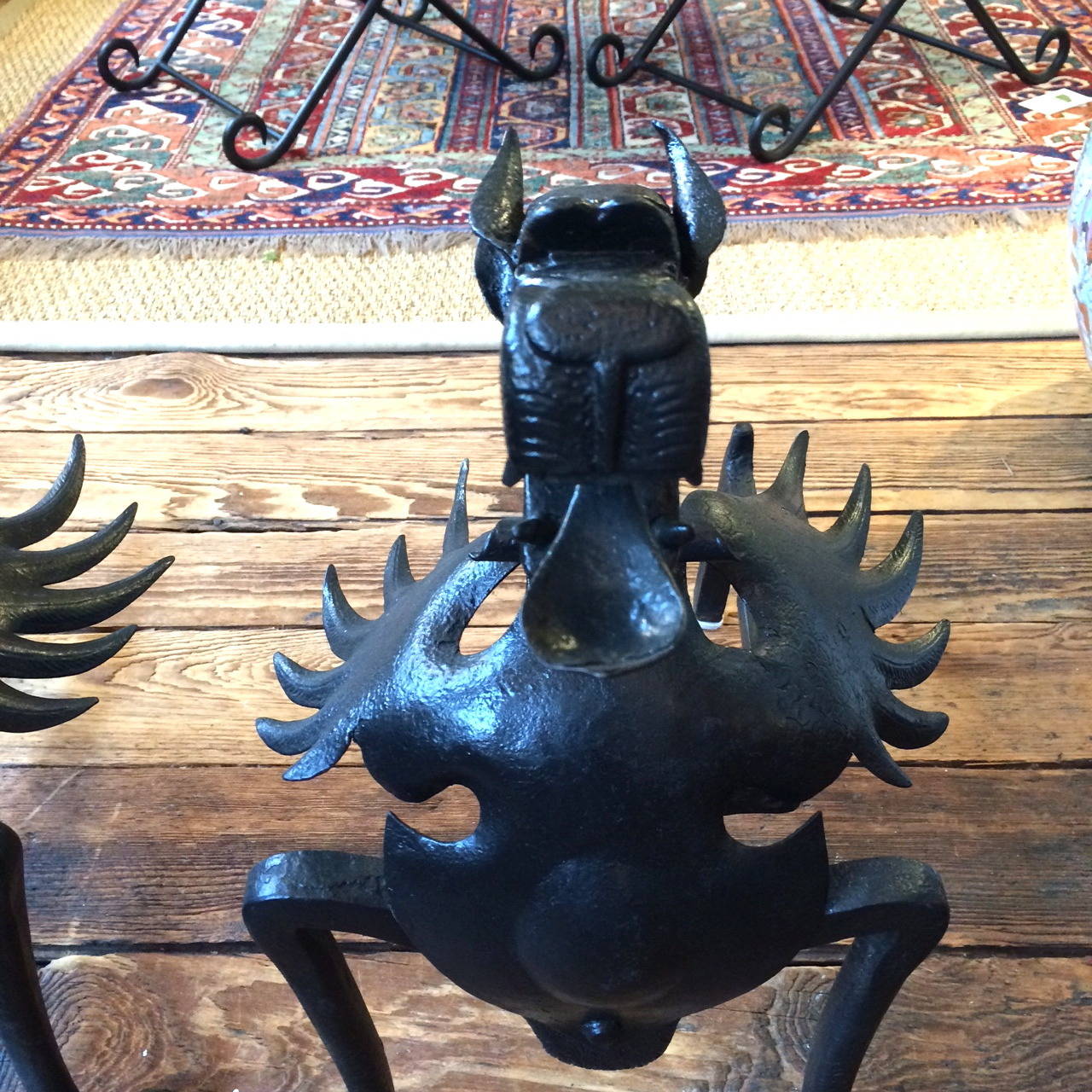 Fabulously Dramatic Pair of Fire-Breathing Dragon Andirons 1