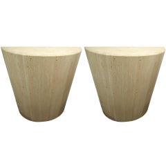 Pair of Modern Italian Travertine Consoles