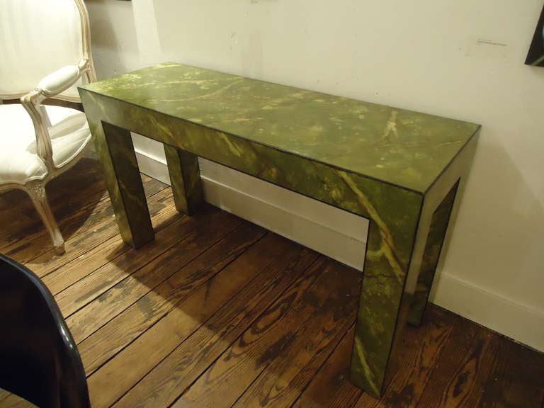 American Faux Marble Parsons Style Console