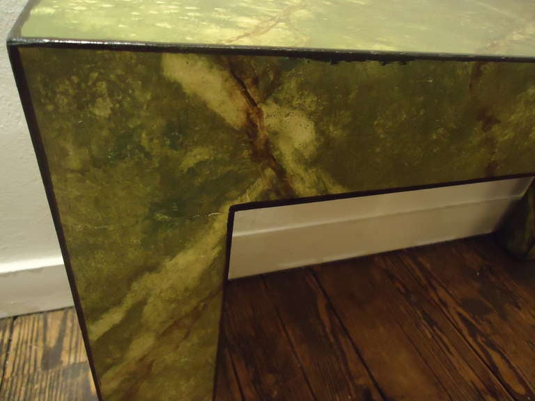 Faux Marble Parsons Style Console In Excellent Condition In Hopewell, NJ