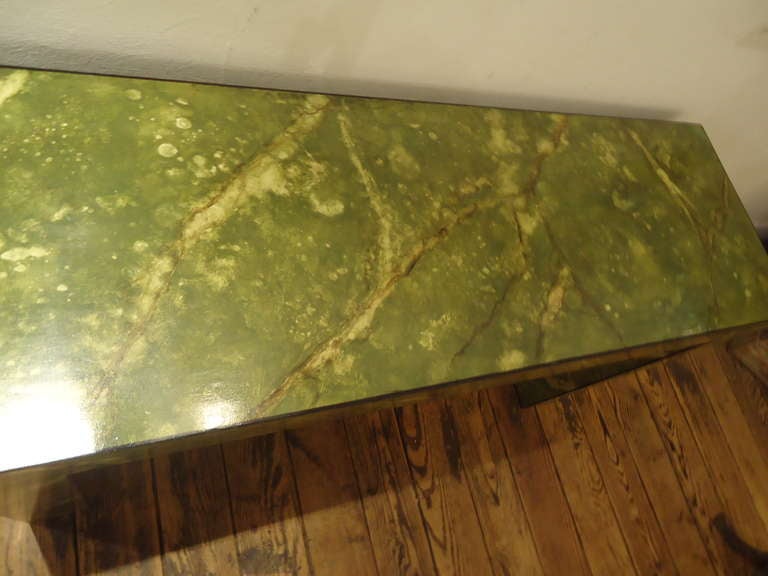 Late 20th Century Faux Marble Parsons Style Console