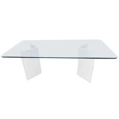 Lucite and Thick Glass Dining Table