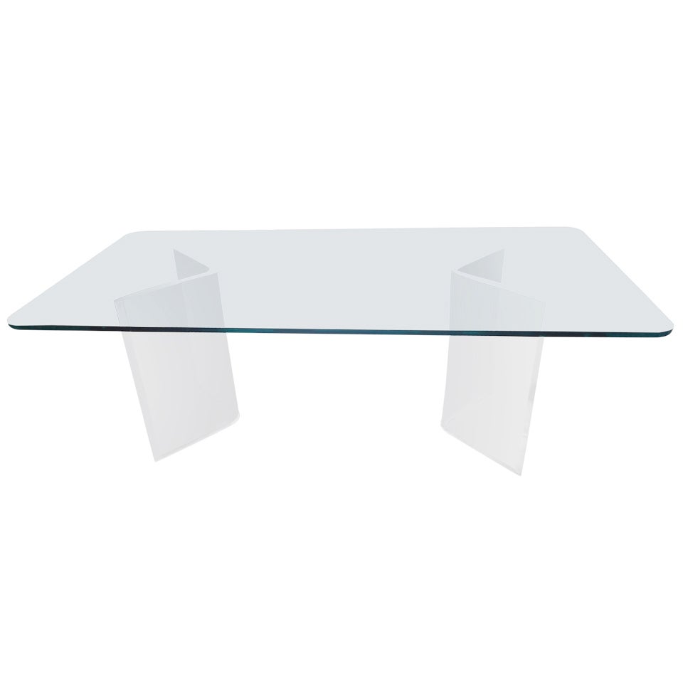 Lucite and Thick Glass Dining Table at 1stDibs