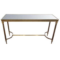 Hollywood Regency Brass and Mirror Topped Console