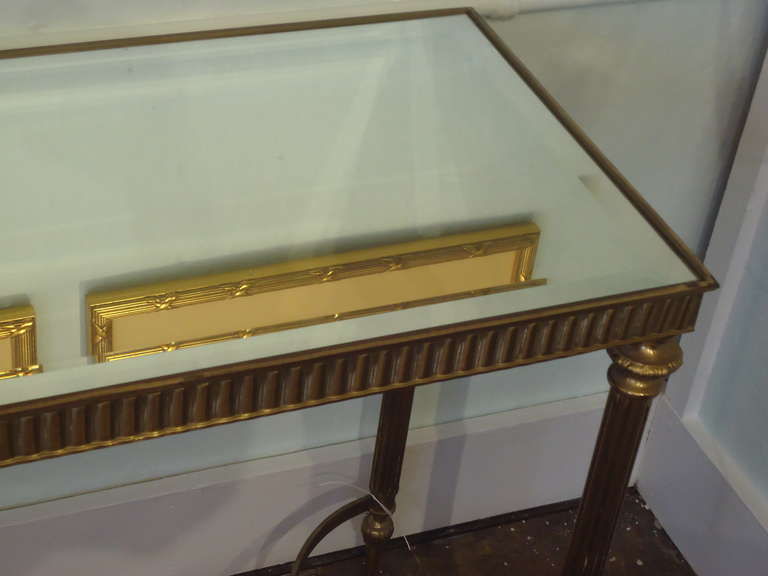 American Hollywood Regency Brass and Mirror Topped Console