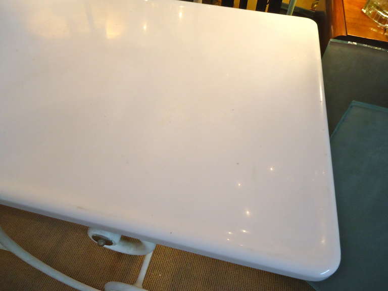 20th Century French Iron, Brass and Milk Glass Bakers Table