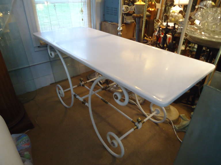 French Iron, Brass and Milk Glass Bakers Table 2