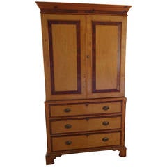 Antique Beautiful Mixed Wood Armoire Linen Press