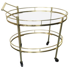 Mid-Century Modern Oval Brass Bar Cart