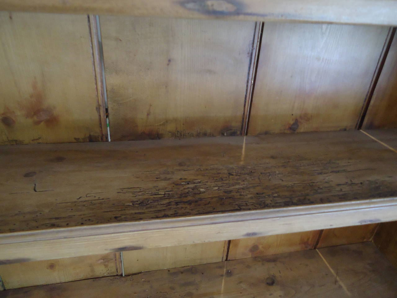19th Century Rustic Irish Natural Wood Hutch Cabinet