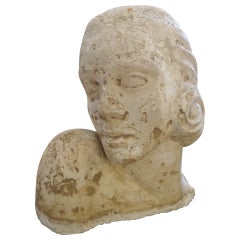 Romantic Plaster Sculpture of Woman's Head