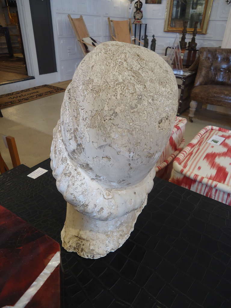 Mid-20th Century Romantic Plaster Sculpture of Woman's Head