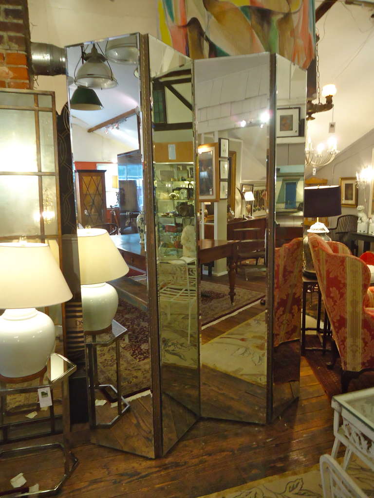 Bevelled Mirrored 4 panel Screen