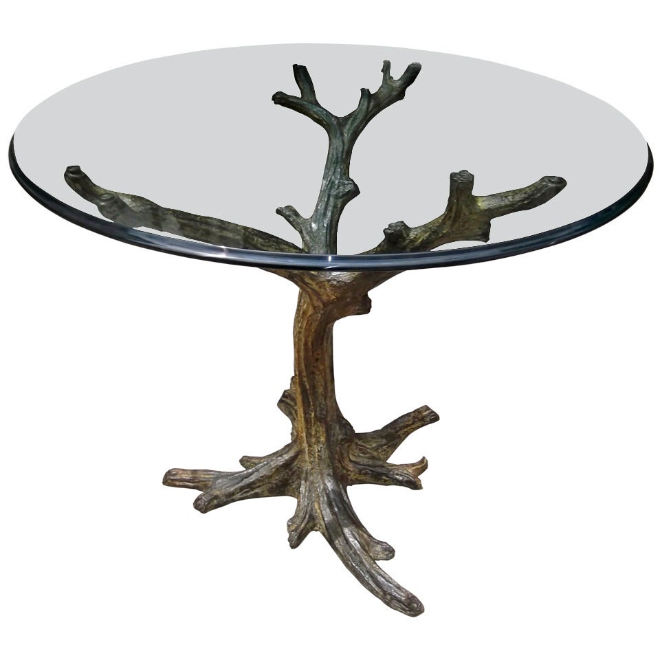 Faux Bois Bronze Center Hall Round Table
