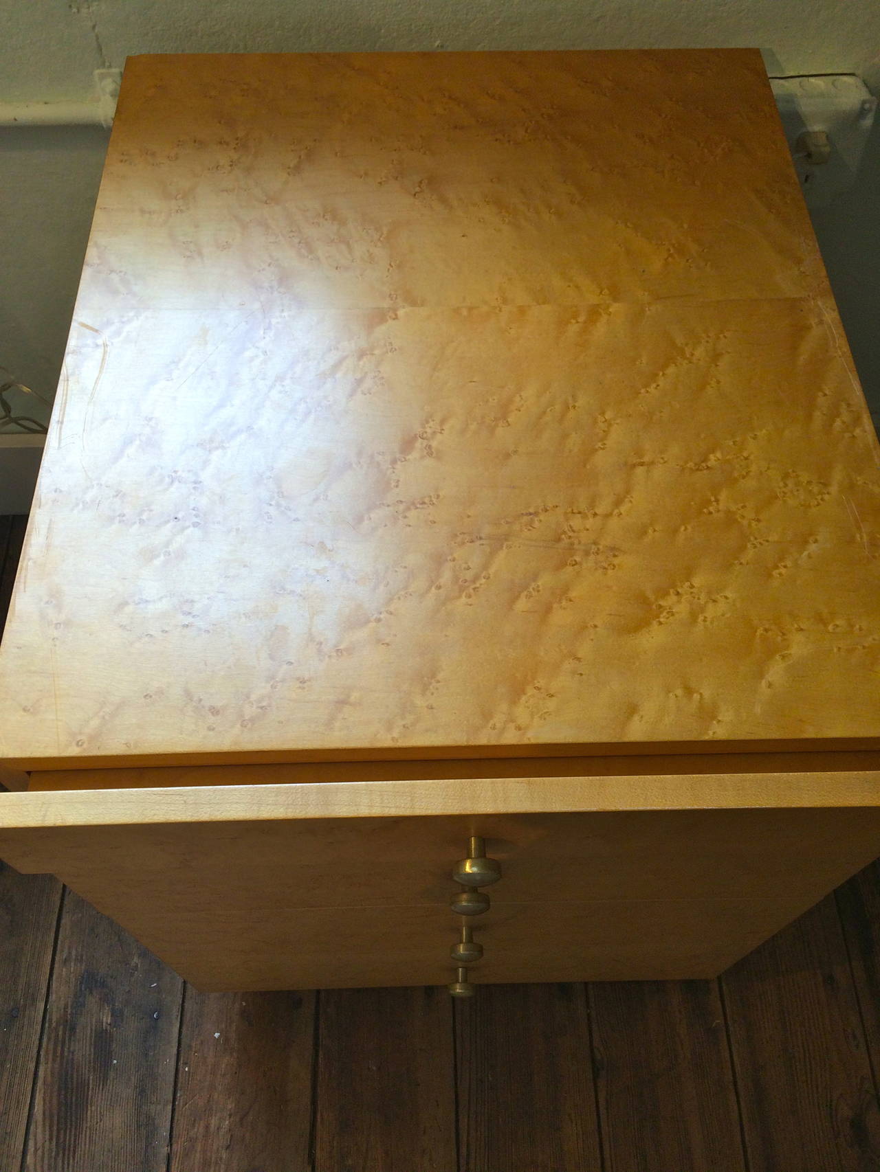 Mid-Century Modern Pair of Tiger Maple Chests or Nightstands