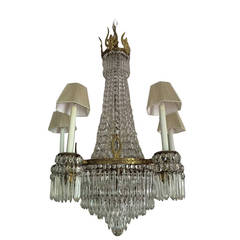 Magnificent French Empire Bronze and Crystal Chandelier