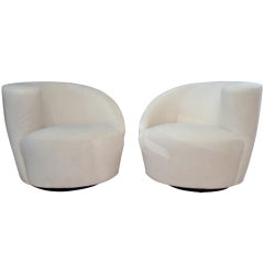 Pair of Contemporary Nautilus Swivel Chairs by Vladimir Kagan for Weiman