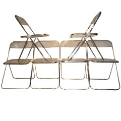 Vintage Set of 6 Acrylic Plia Chairs by Giancarlo Piretti for Castelli