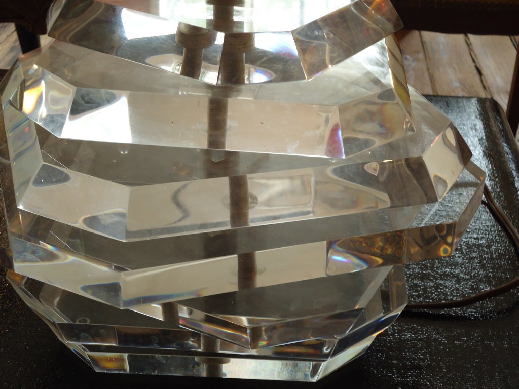 Pair of Designer Lucite Lamps