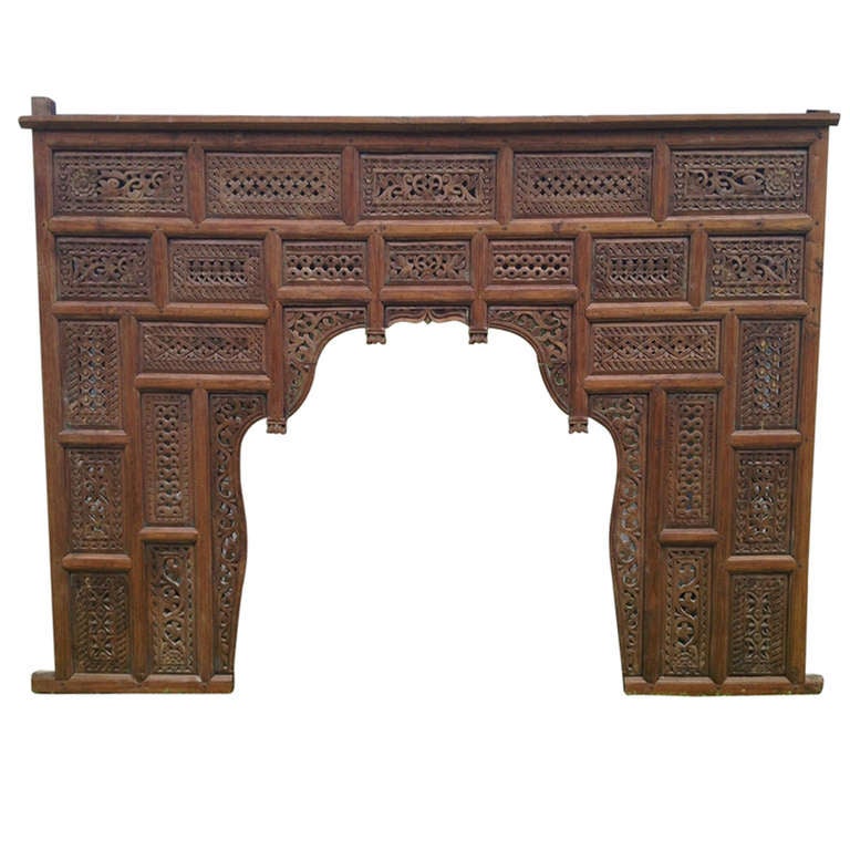 Monumental Carved Teak Architectural Headboard or Found Object at 1stdibs