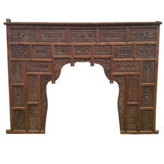 Monumental Carved Teak Architectural Headboard or Found Object