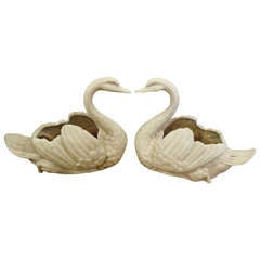 Pair of Lovely Vintage Swan Planters