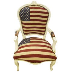 Vintage Bespoke Patriotic Painted Armchair