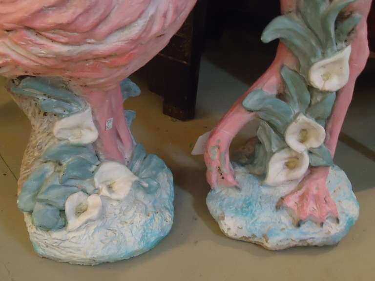 Mid-20th Century Fabulous Vintage Cement Flamingoes