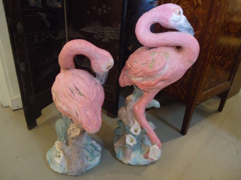 Fabulous Vintage Cement Flamingoes 1