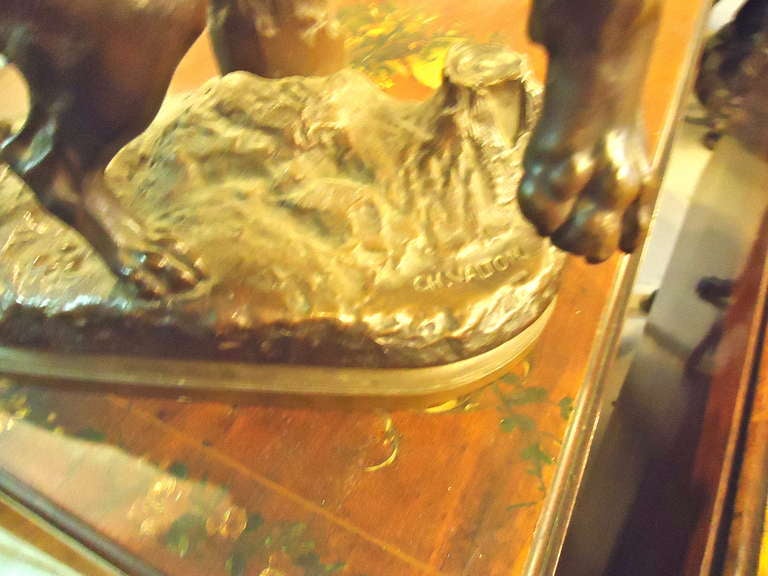 XIXe siècle Sculpture en bronze d'un chien mâle par Charles Valton