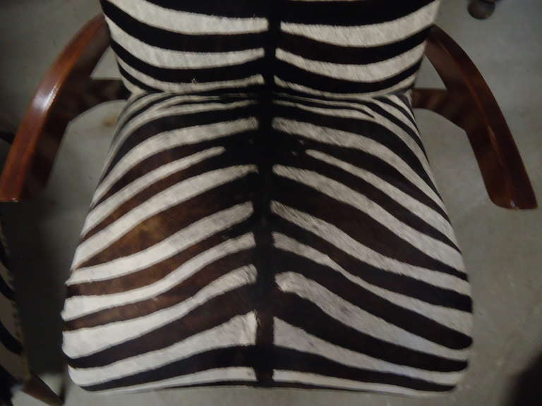 Hide Super Sexy Pair Midcentury Modern Italian Faux Zebra Club Chairs