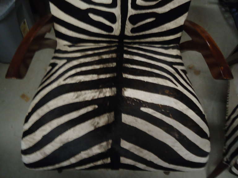 Super Sexy Pair Midcentury Modern Italian Faux Zebra Club Chairs 1