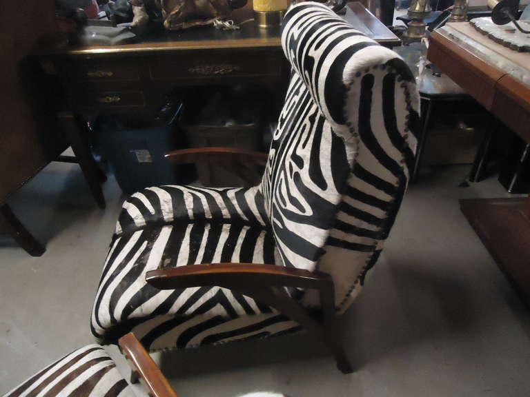 Mid-Century Modern Super Sexy Pair Midcentury Modern Italian Faux Zebra Club Chairs