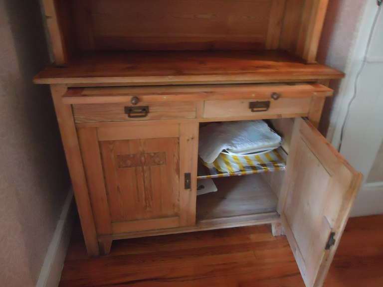 Unknown Antique Old Pine Hutch Sideboard Cabinet