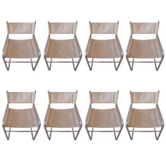 Eight Ultra Suede and Chrome Milo Baughman Dining Chairs