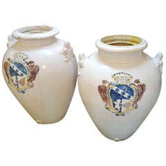 Pair of Very Large Italian Ceramic Urns