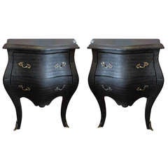 Two Black Faux Reptile Nightstands
