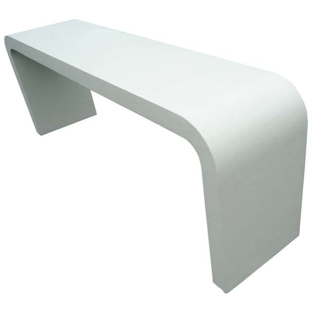 Karl Springer Style Linen Wrapped Console Table at 1stDibs