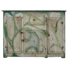 Antique Swedish Hand Painted Rustic Cabinet