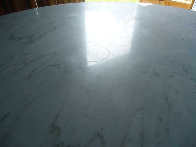 Round Continental Carved Wood and Marble Center Hall or Dining Table 2